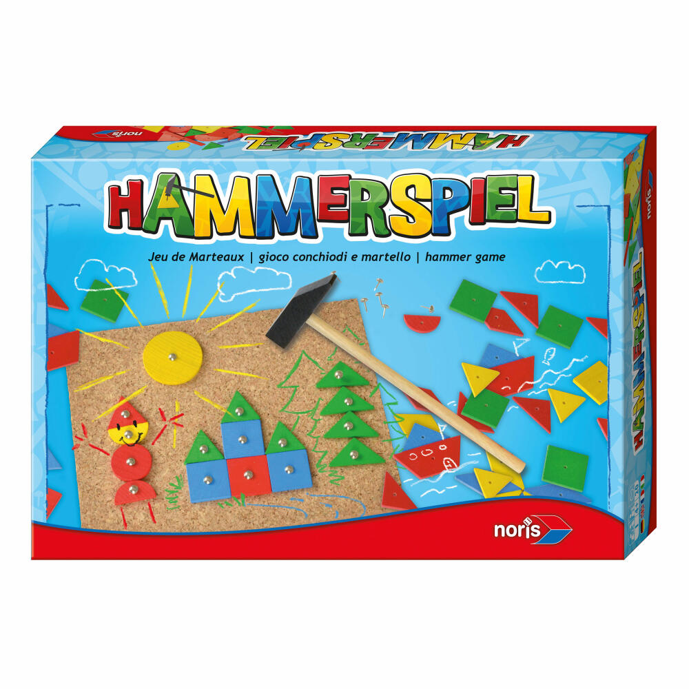 Noris Hammerspiel, Nagelspiel, Klopf, Hammerbrett, Motorikspielzeug, Spielzeug, Holz, 606049101