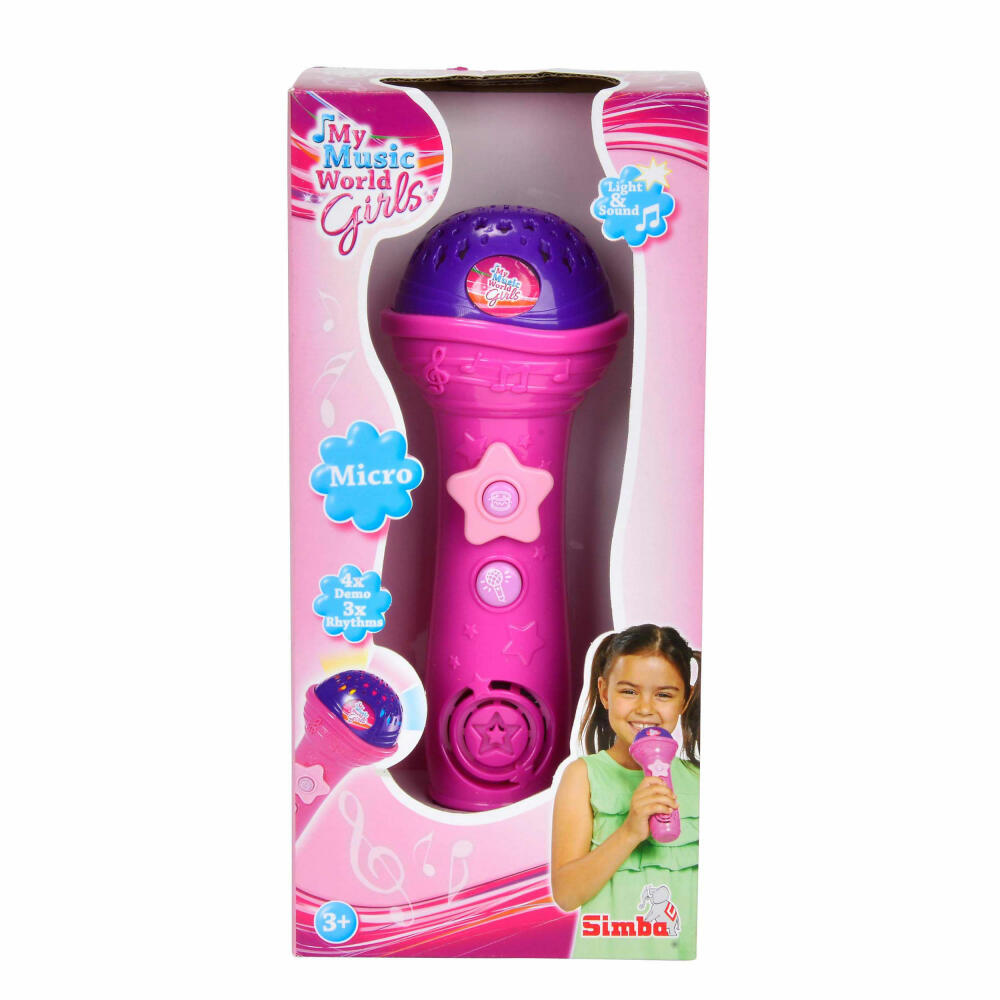 Simba My Music World Girls Shining Mikro, Mikrofon, Lichteffekte, Pink, 20 cm, 106831464