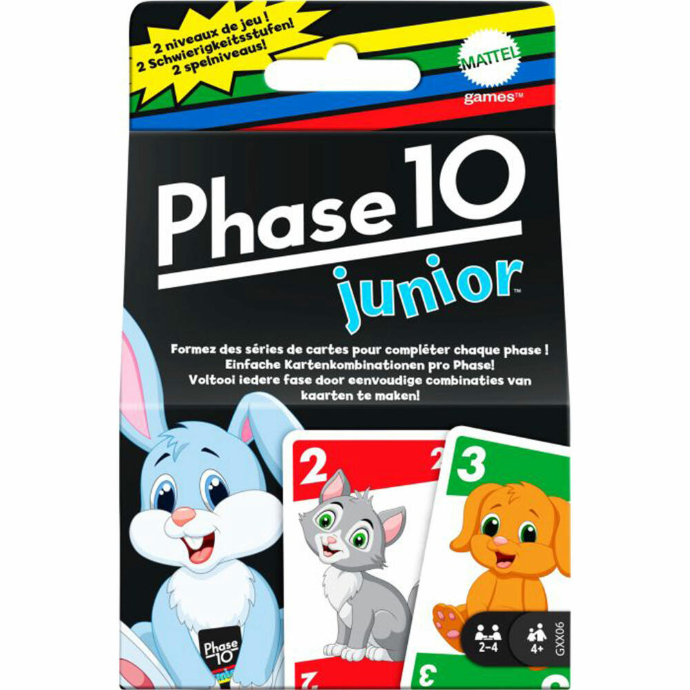 Mattel Phase 10 Junior, Kartenspiel, Kinderspiel, Familienspiel, Gesellschaftsspiel, ab 3 Jahre, GXX06