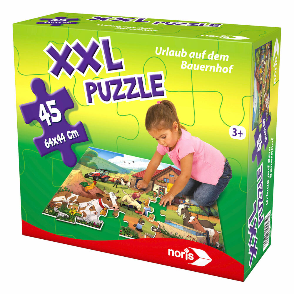 Noris XXL Puzzle Urlaub auf dem Bauernhof, Kinderpuzzle, Kinder, Spiel, Spielzeug, 45 Teile, 64 x 44 cm, 606031565