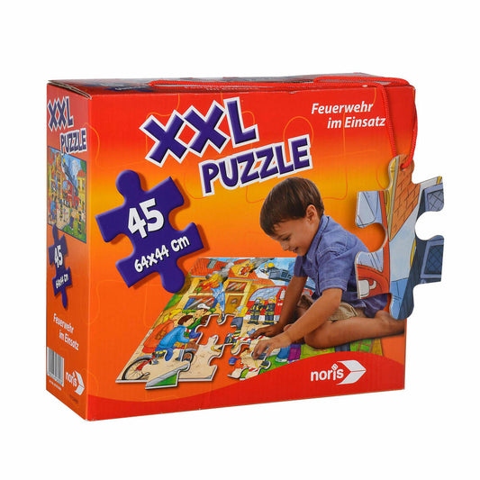 Noris XXL Puzzle Feuerwehr im Einsatz, Kinderpuzzle, Kinder, Spiel, Spielzeug, 45 Teile, 64 x 44 cm, 606038000