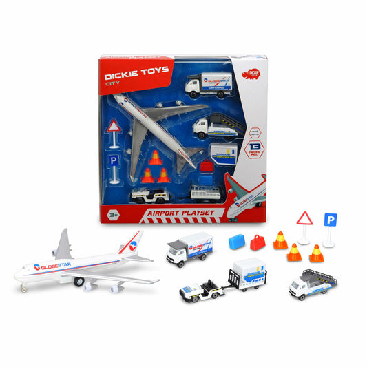 Dickie Toys Flughafen Spielset, Airport, Luftfahrt, Fahrzeug, Flugzeug, mit Zubehör, Spielzeug, 203743001