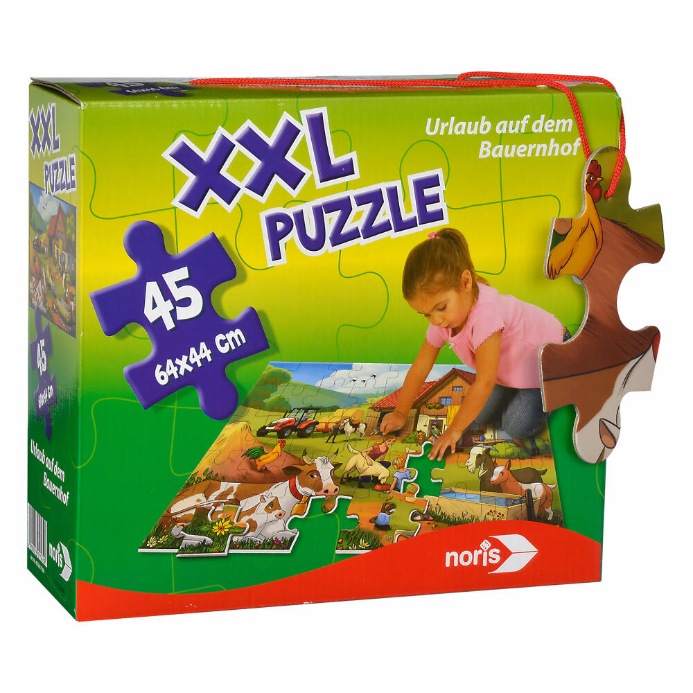 Noris XXL Puzzle Urlaub auf dem Bauernhof, Kinderpuzzle, Kinder, Spiel, Spielzeug, 45 Teile, 64 x 44 cm, 606031565