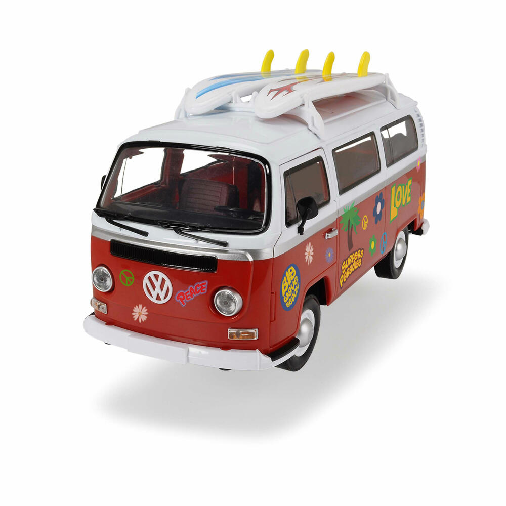 Dickie Toys Volkswagen Bully Surfer Van, VW Bus, Hippie Bus, Spielzeugauto, 1:14, 203776001