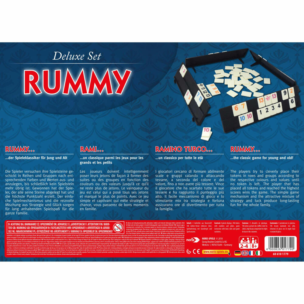 Noris Deluxe Set Rummy, Zahlenspiel, Legespiel, Zahlen, Kinder, Familien, Spiel, 606101779