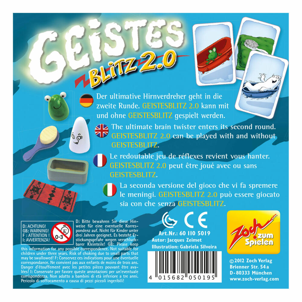 Zoch Geistesblitz 2.0, Kartenspiel, Reaktionsspiel, Gesellschaftsspiel, Spiel, Pappe, 601105019
