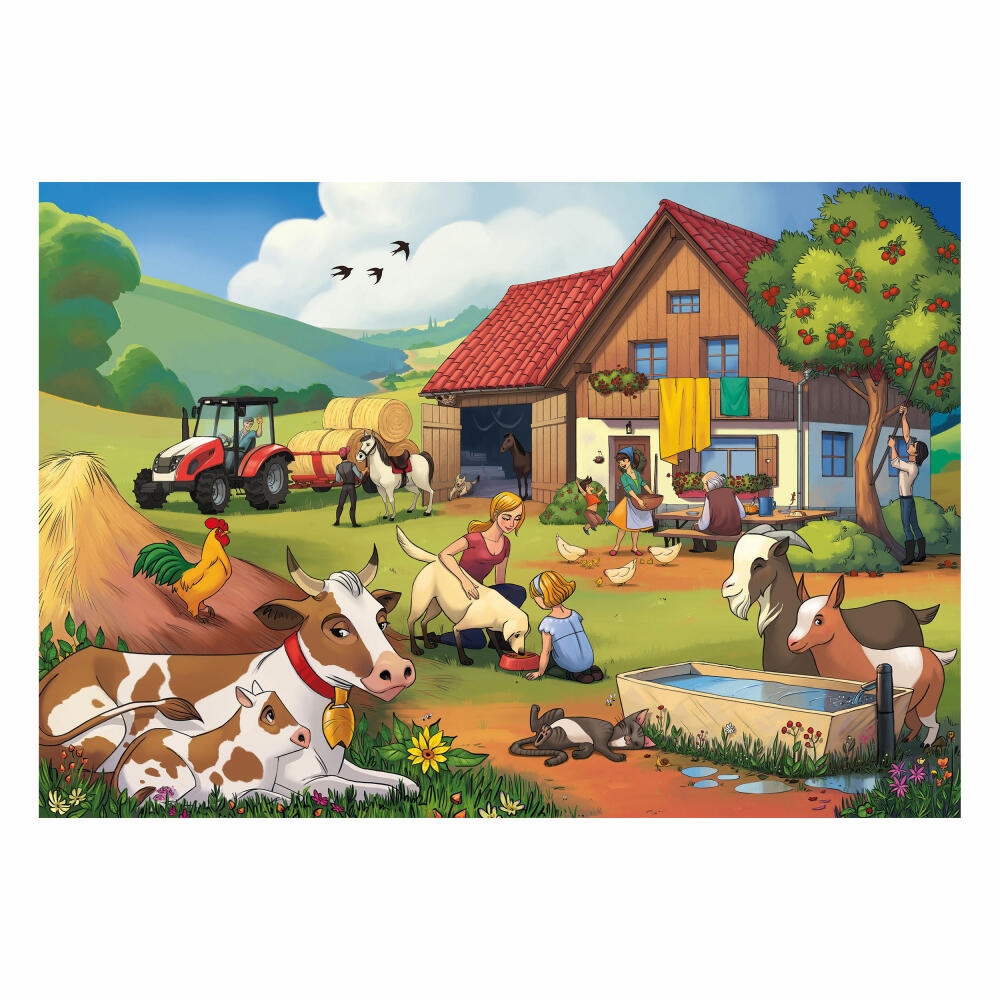 Noris XXL Puzzle Urlaub auf dem Bauernhof, Kinderpuzzle, Kinder, Spiel, Spielzeug, 45 Teile, 64 x 44 cm, 606031565