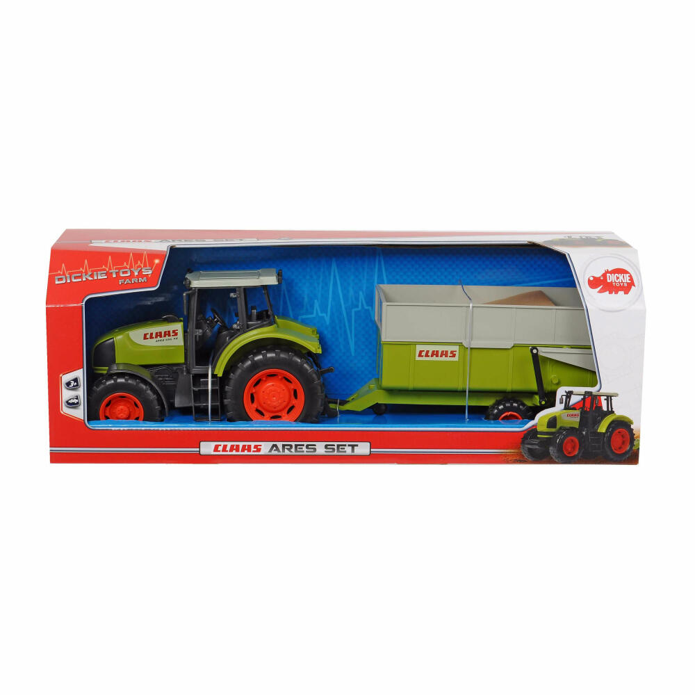 Dickie Toys CLAAS Ares Set, Traktor mit Anhänger, Landmaschine, Tractor, Kipper, Spielzeug, Auto, 203739000