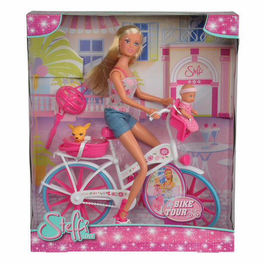 Simba Steffi Love, Fahrradtour,und Baby und Hündchen, Puppe mit Fahrrad, Spielzeug, Kunststoff, 32.5 cm, 105739050