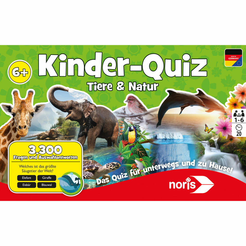 Noris Kinderquiz Tiere & Natur, Quiz, Wissensspiel, Tier Fragen, Kinder, Spiel, 606011629