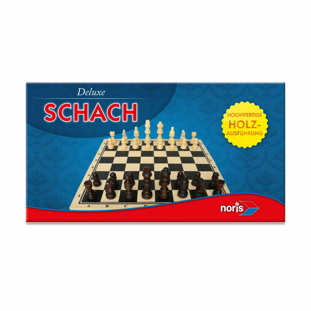 Noris Deluxe Holz Schach, Schachspiel, Schachbrett, Brettspiel, Strategiespiel, Spiel, 606108014