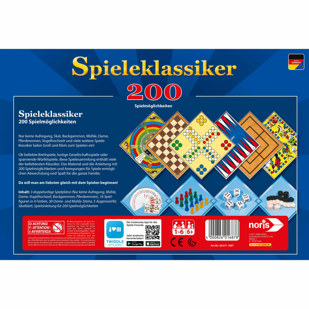 Noris Spieleklassiker, Spielesammlung, Brettspiel, Familien, Spiel, 200 Spielmöglichkeiten, 606111687