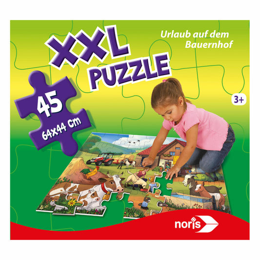 Noris XXL Puzzle Urlaub auf dem Bauernhof, Kinderpuzzle, Kinder, Spiel, Spielzeug, 45 Teile, 64 x 44 cm, 606031565