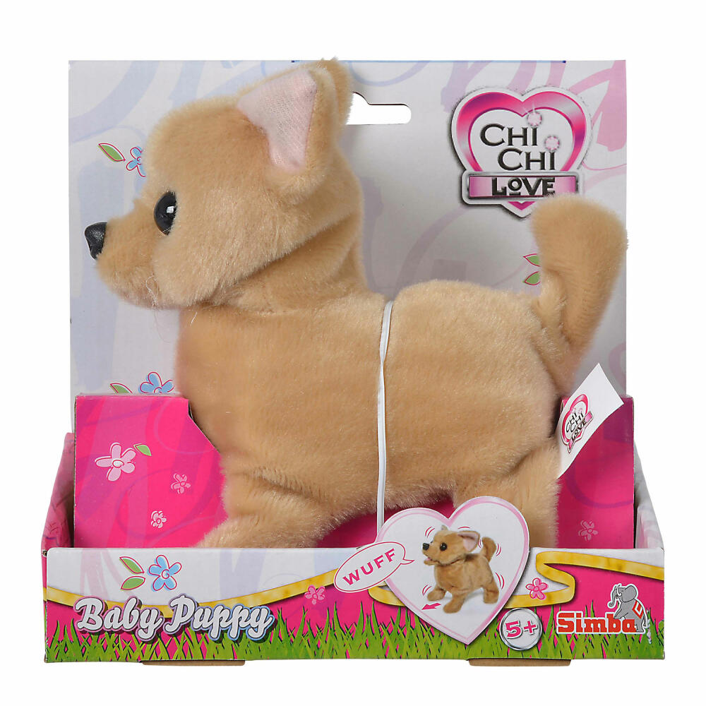 Simba Chi Chi Love Baby Puppy Plüschhund, Welpe, Hundewelpe, Hund, Läuft und Bellt, Spielzeug, 15 cm, 105893236