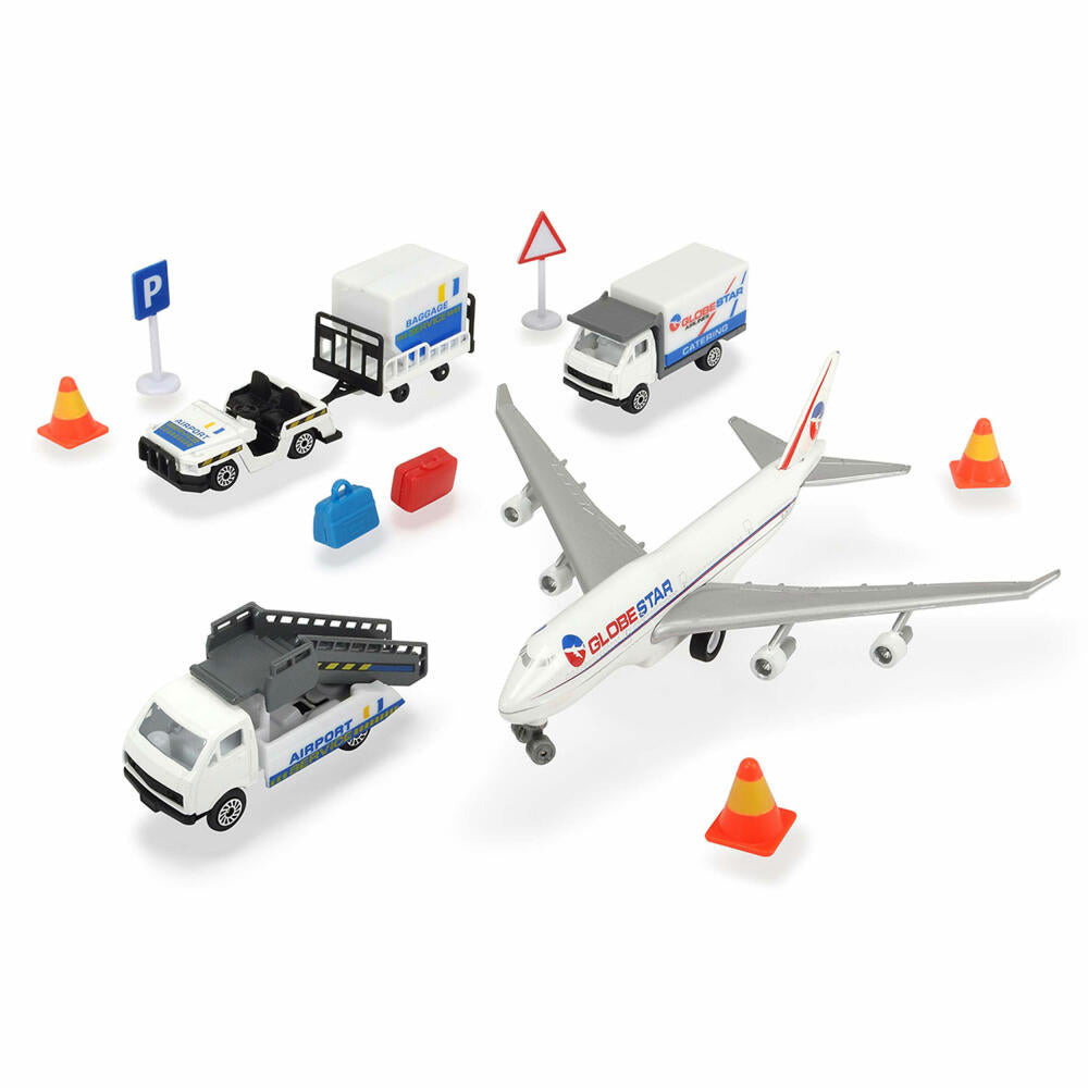 Dickie Toys Flughafen Spielset, Airport, Luftfahrt, Fahrzeug, Flugzeug, mit Zubehör, Spielzeug, 203743001