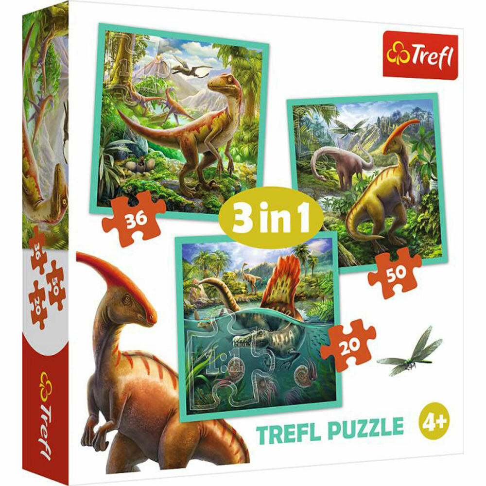 TREFL 34837 3 in 1 Puzzle - Dinosaurier