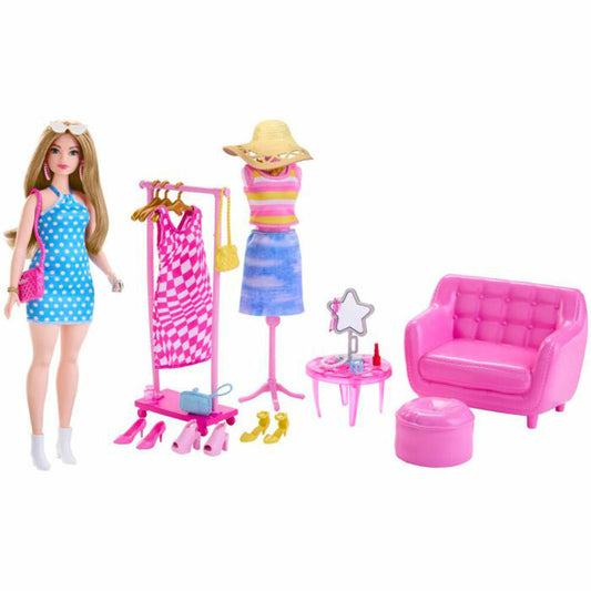 Mattel Barbie Stylistin und Kleiderschrank, Spielset, Fashion-Set, Modepuppe, Anziehpuppe, HPL78