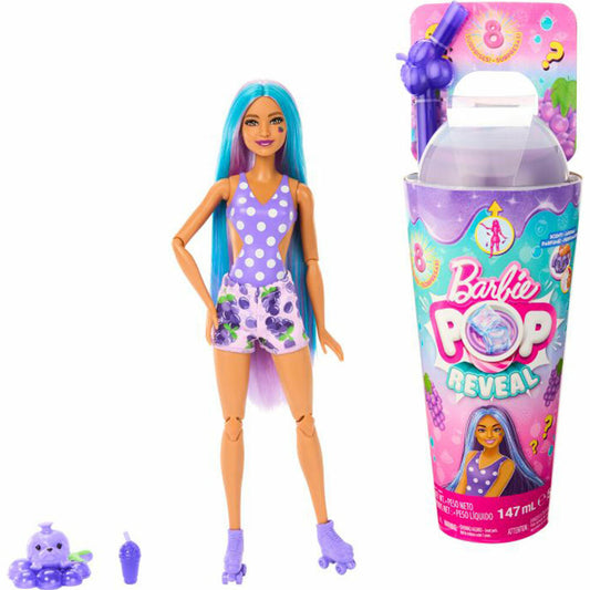 Mattel Barbie Pop! Reveal Barbie Juicy Fruits Serie Traubensaft, Modepuppe, Anziehpuppe, Spielpuppe, Puppe, HNW44