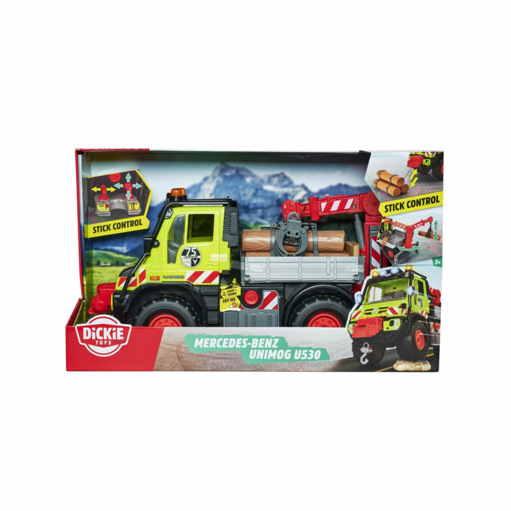 Dickie Toys Unimog U530, Holztransporter, LKW, Spielzeugauto, Spielzeug Auto, 203749032