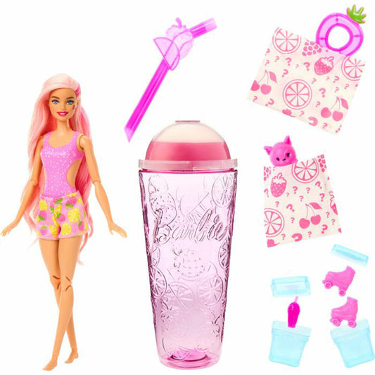 Mattel Barbie Pop! Reveal Barbie Juicy Fruits Serie Erdbeerlimonade, Modepuppe, Anziehpuppe, Spielpuppe, Puppe, HNW41