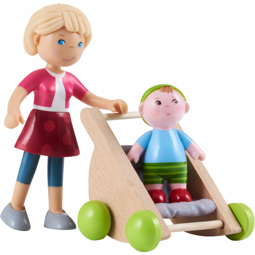 HABA Little Friends - Mama Melanie und Baby Kilian, Spielfiguren, Kinderwagen, 305594