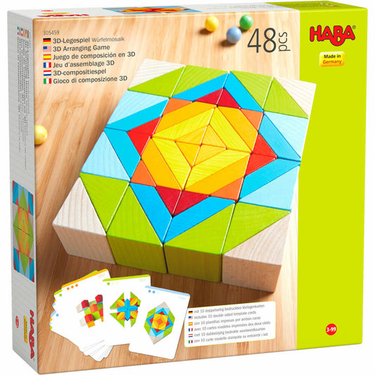 HABA 3D-Legespiel Würfelmosaik, Puzzlespiel, Würfel, Klötze, Buche, Pappe, 305459