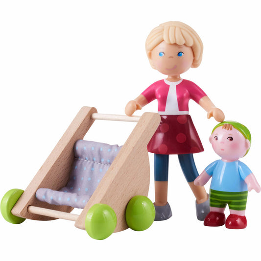 HABA Little Friends - Mama Melanie und Baby Kilian, Spielfiguren, Kinderwagen, 305594