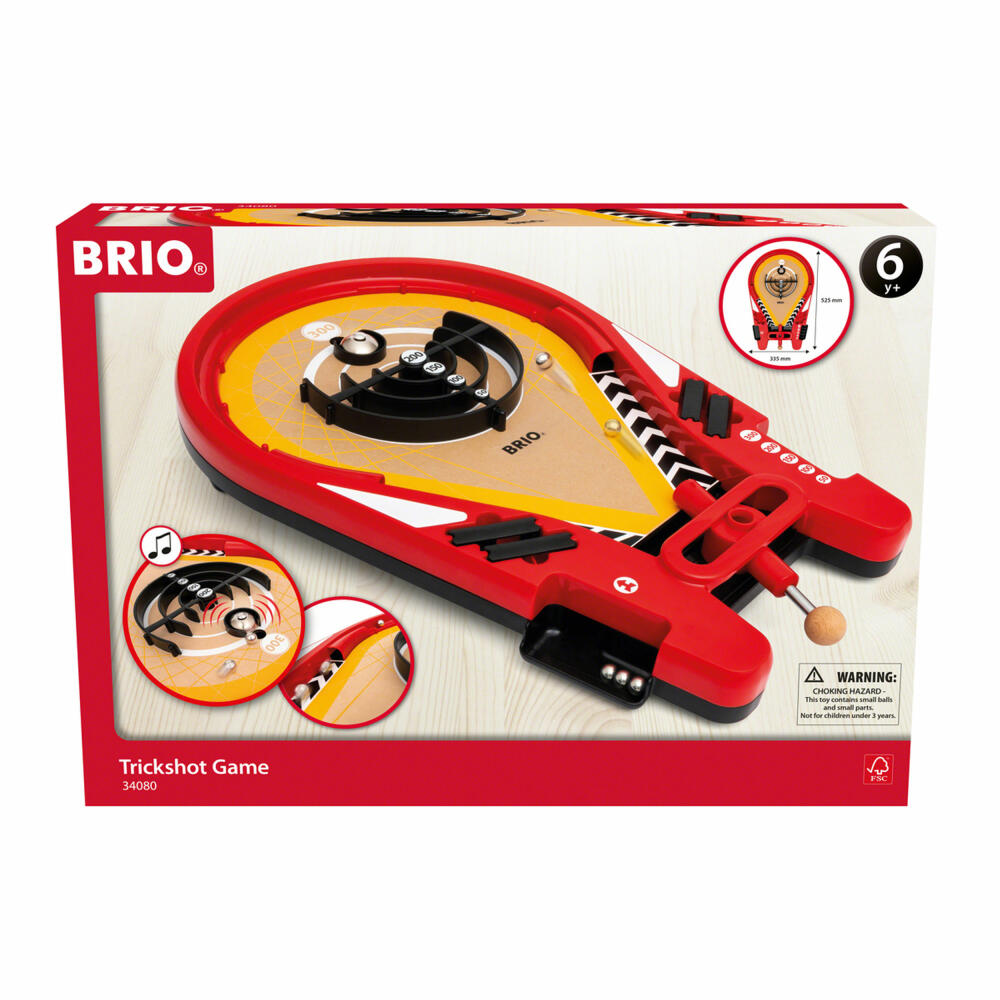 BRIO Trickshot Geschicklichkeitsspiel, Kinderspiel, Geschicklichkeit, Flipper, Kinder Spiel, 34080