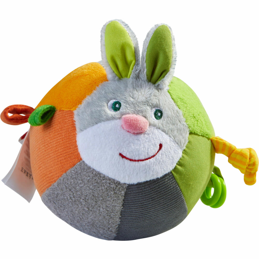 HABA Stoffball Hase Hops, Kuschelball, Spielball, Baumwolle, Polyester, 18 cm, 305829