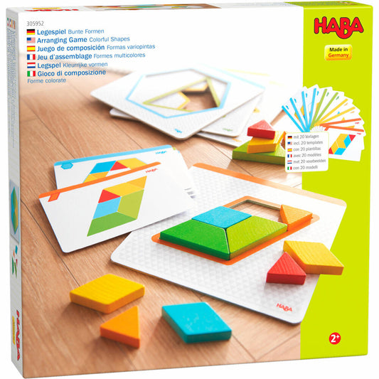 HABA Legespiel Bunte Formen, Legeklötze, Denkspiel, Puzzlespiel, Buche, 305952