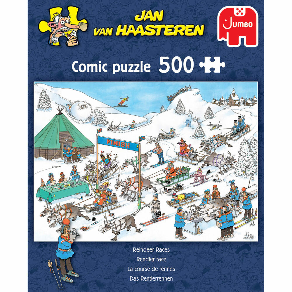 Jumbo Spiele Jan van Haasteren - Rentier-Rennen, Puzzle, Erwachsenenpuzzle, Puzzlespiel, 500 Teile, 20051