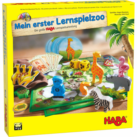 HABA Mein erster Lernspielzoo, 10 Lernspiele, Lernspielzeug, Holzspielzeug, ab 3 Jahren, 305173
