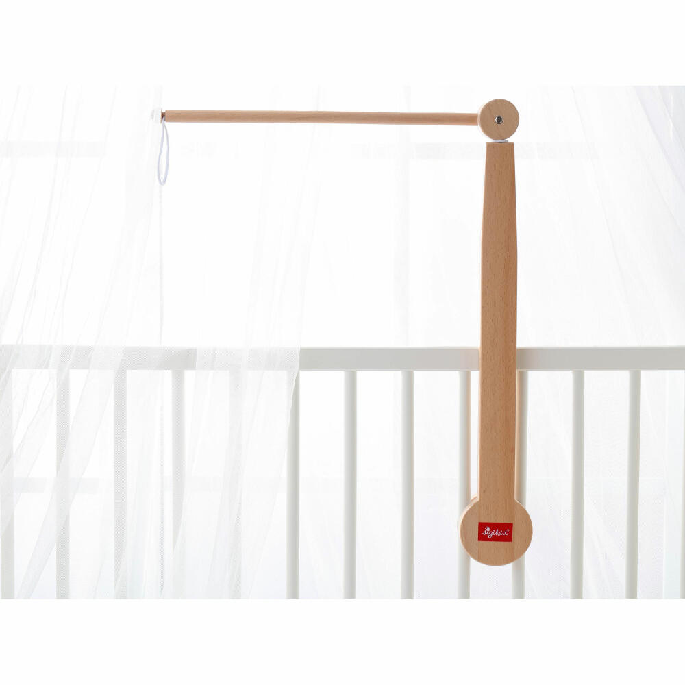 sigikid Holzrack für Mobile, Mobilehalter, Mobilearm, Halterung, Stange, Befestigung, Buchenholz, Natur, 49002