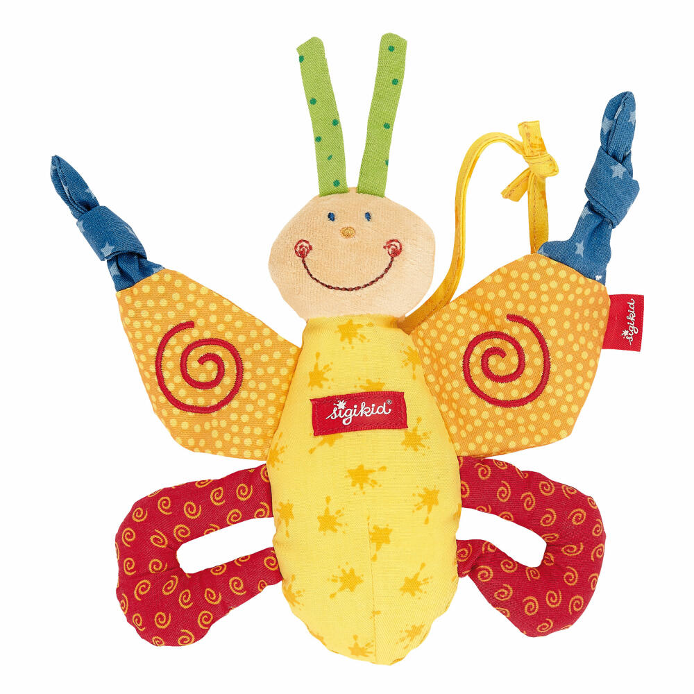 sigikid PlayQ Aktiv-Schmetterling, Greifling, Rassel, Beißring, Babyspielzeug, Baby Spielzeug, Polyester, H 17 cm, 49289