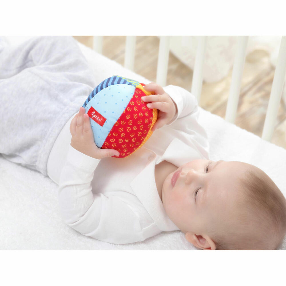 sigikid PlayQ Softball Klein, Stoffball, Spielball, Greifling, Babyspielzeug, Baby Spielzeug, Baumwolle, Ø 11 cm, 49580