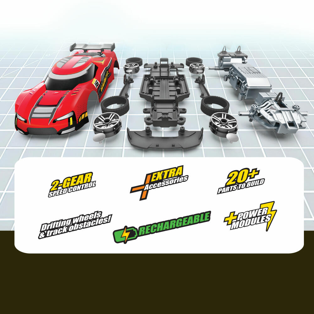 eXost Funkfahrzeug Build 2 Drive Radical Racer, ferngesteuertes Auto, RC Fahrzeug, Spielzeug, 20701