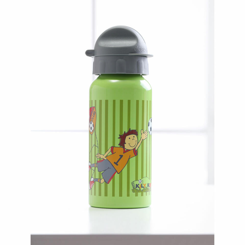 sigikid Trinkflasche Kily Keeper, Kindertrinkflasche, Kinder Flasche, Wasserflasche, Aluminium, Fußball / Grün, 400 ml, 23795