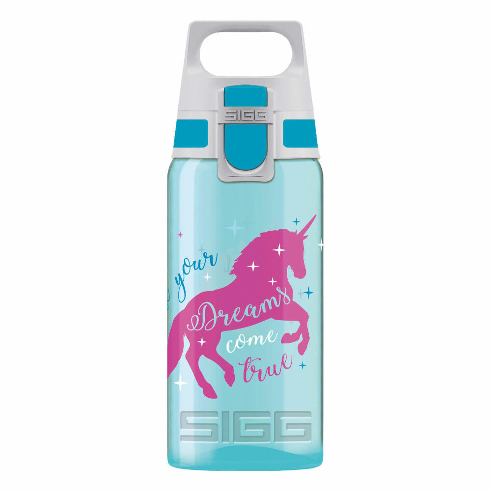 SIGG VIVA ONE Unicorn Getränkeflasche, Trinkflasche, Flasche, Outdoorflasche, Polypropylen, Türkis, 500 ml, 8686.60