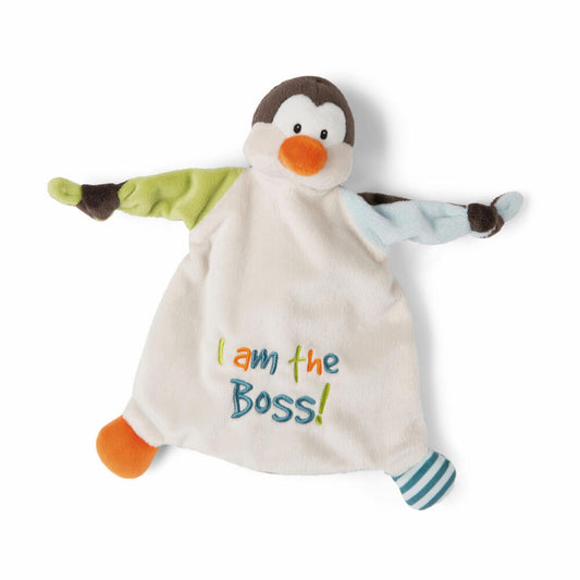 NICI My First NICI Schmusetuch Pinguin I am the Boss, Schnuffeltuch, Kuscheltuch, Plüsch, 28 cm, 47133