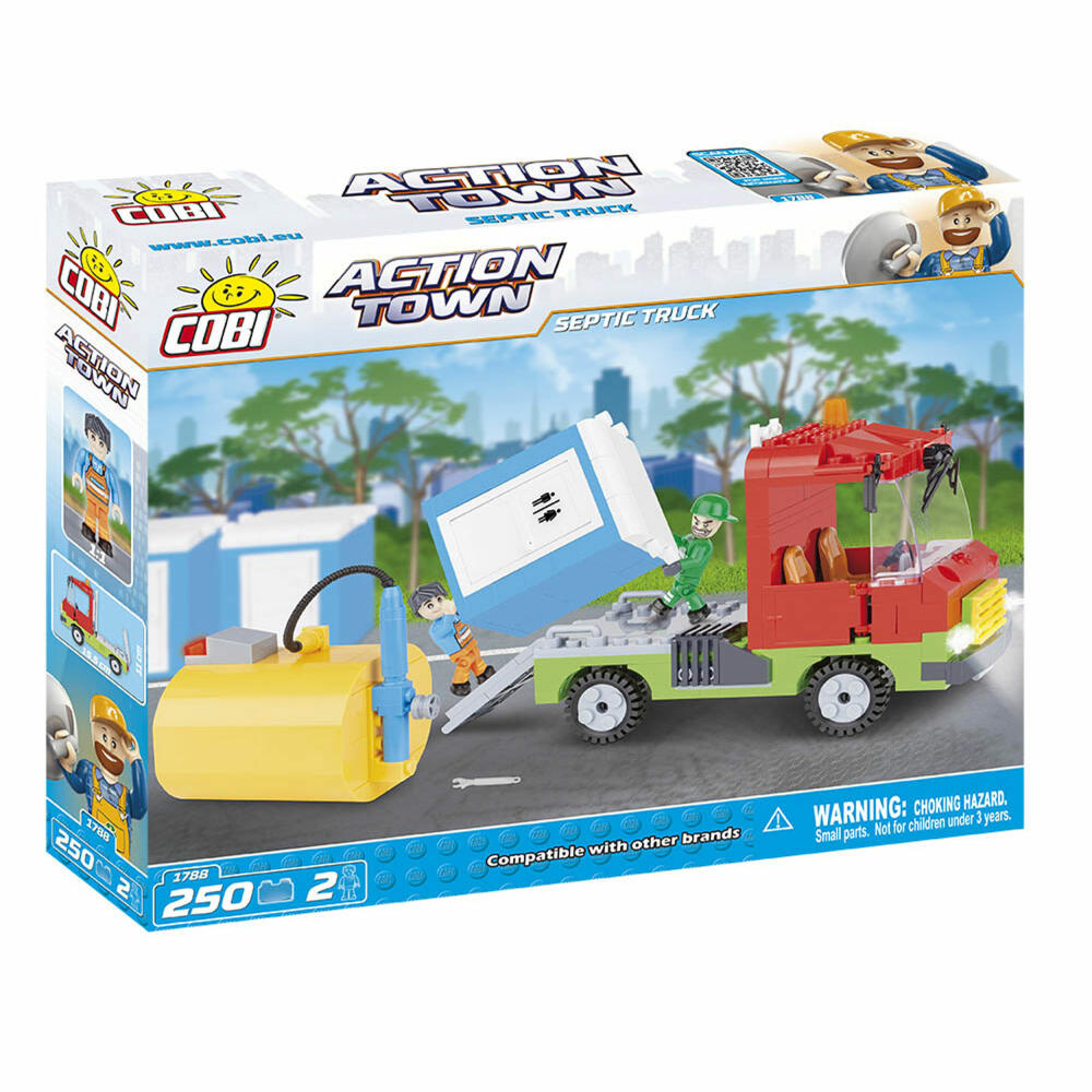 COBI Action Town Septic Truck, Klärwagen, Straßenreinigung, Spielzeug, Konstruktionsbausteine, 250 Teile, 1788