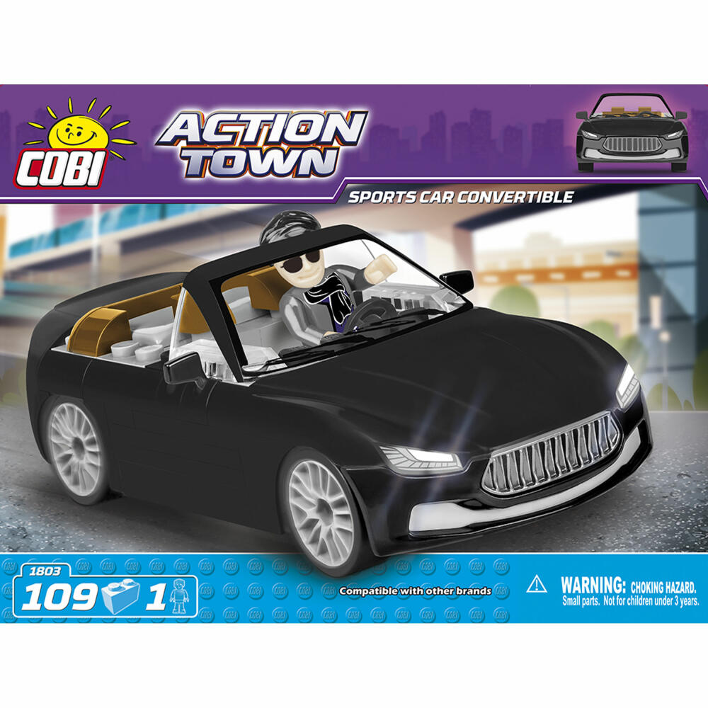COBI Action Town Sports Car Convertible Cobra, Sportliches Cabrio, Fahrzeug, Auto, Spielzeug, Konstruktionsbausteine, 109 Teile, 1803