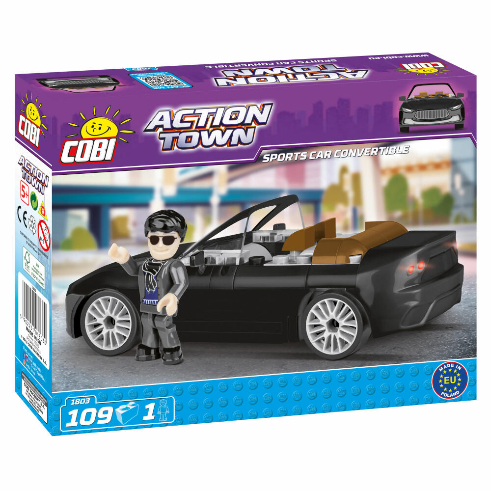COBI Action Town Sports Car Convertible Cobra, Sportliches Cabrio, Fahrzeug, Auto, Spielzeug, Konstruktionsbausteine, 109 Teile, 1803