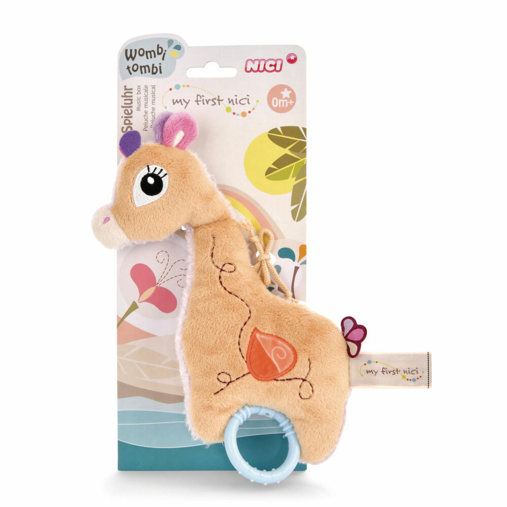 NICI My First NICI Spieluhr 2D Giraffe Sasuma, Musikuhr, Spiel Uhr, Baby Spielzeug, 20 cm, 48033