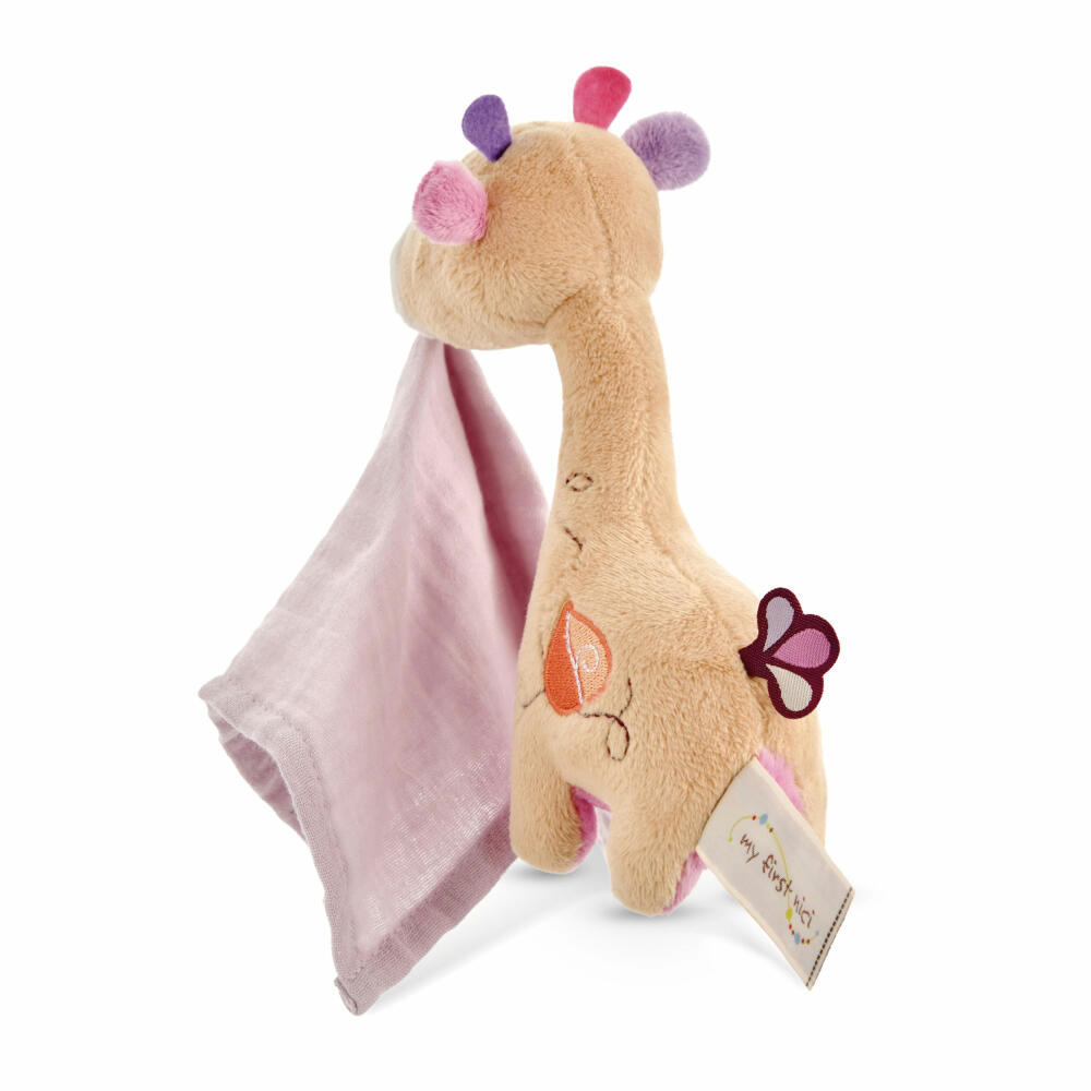 NICI My First NICI Schmusetier Giraffe Sasuma 3D mit Mulltuch, Kuscheltier, Plüschtier, Stofftier, Baumwolle / Polyester, 16 cm, 48037