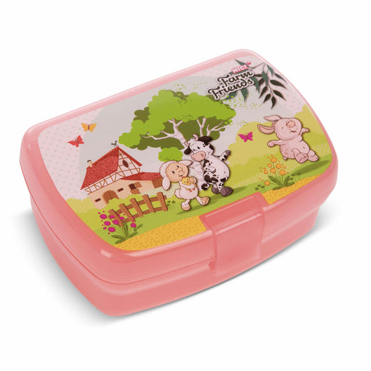 NICI Farm Friends Brotdose, mit Einsatz, Frühstückdose, Lunchbox, Brot Dose, Kunststoff, Rosa, 18 x 12.5 cm, 47805
