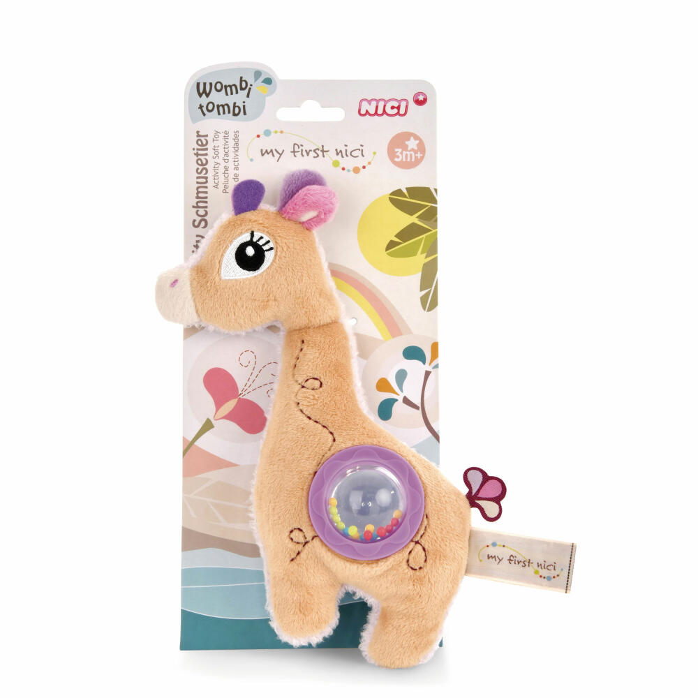 NICI My First NICI Activity Schmusetier 2D Giraffe Sasuma, Greifspielzeug, Greifling, Plüschtier, Plüsch / Polyester, 20 cm, 48034