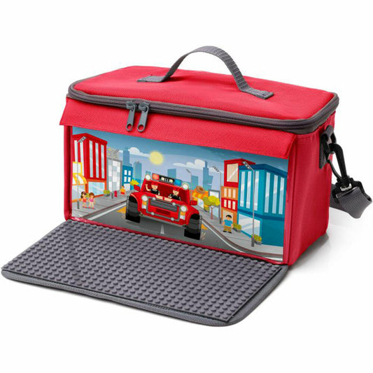 Fantifant Baustein-Tasche S Rot, mit ausklappbarer Bauplatte, Bausteine, Klemmbausteine, TBB S RED