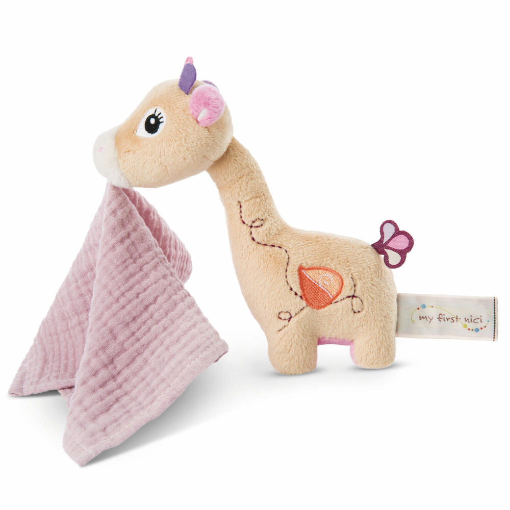 NICI My First NICI Schmusetier Giraffe Sasuma 3D mit Mulltuch, Kuscheltier, Plüschtier, Stofftier, Baumwolle / Polyester, 16 cm, 48037