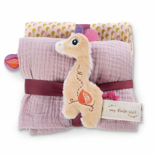 NICI My First NICI Mulltuch mit Greifling Giraffe Sasuma, 3-tlg., Greifspielzeug, Spucktuch, Mulltücher, 48045