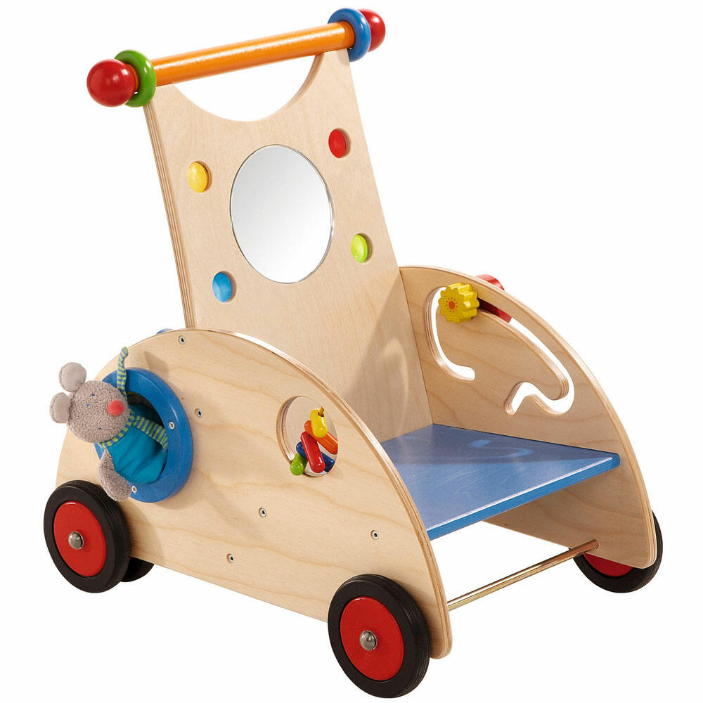 HABA Entdeckerwagen, Lauflernwagen, Lauflernhilfe, Laufen, Spielzeug, Holz, Bunt, 49 cm, 000902